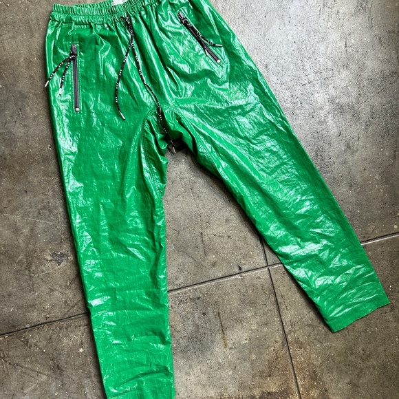 NWT 1,185$ Andreas Kronthaler Linen Plastic Like Pants Green - Picture 1 of 16